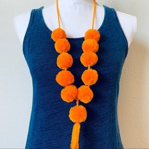 Boho Tassel Necklace. Pom Pom handmade necklace.